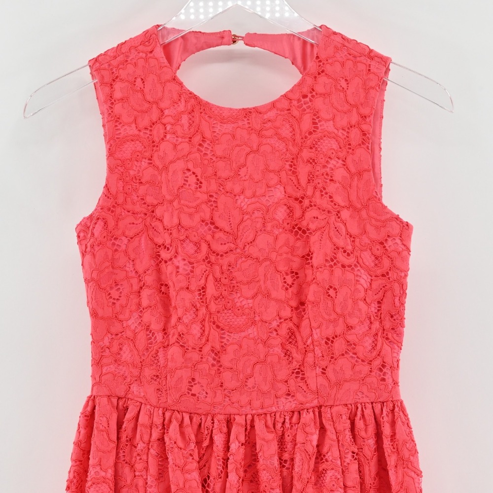 Kate Spade High Low Lace‎ Dress Size 00 Take A Walk On The Wild Side Geranium - Picture 10 of 13